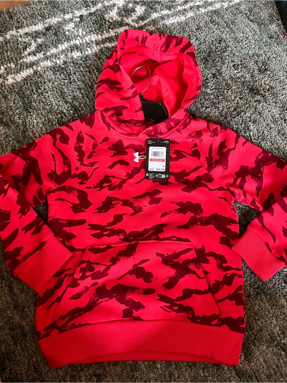 Under Armour Red and Dark Red Camo Kids Hoodie
